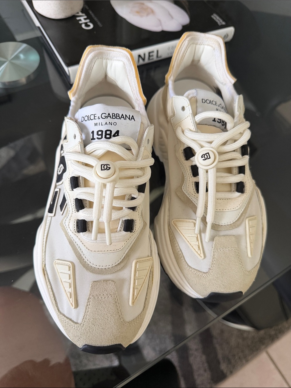Dolce & Gabbana Cream and Black Platform Sneakers - Picture 4 of 5